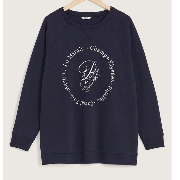 New Cotton Blend Navy Sweatshirt - Picture 3 of 8